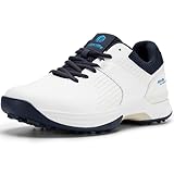 FitVille Herren SpeedEx Golfschuhe V4 Sneaker Extra Weit Walking Schuhe Leichte Bequeme Man Schuhe mit Schnürung atmungsaktive Trainingsschuh für Golf Sport Weiß/Marineblau 44 EU Weit
