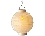 Solar Gartenleuchte 20x23cm Kunststoff - mit Flackereffekt - LED Lampion Solarleuchte für Garten Balkon - Kugel Hängeleuchte Außenleuchte - Solarlampen für Außen als Gartendeko Balkondeko - Warmweiß