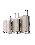 VERTICAL STUDIO 20' 24' 28' Koffer Reisekoffer 3er-Set Trolley Mehrteilig mit Ziffern Kofferschloss aus Kunststoff (ABS) Vier Rollen (Beige Visby)