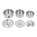 Srliya 3pcs 304 Edelstahlschüssel Set Wärmedicht Anti -Herbst -Metall -Mischschüssel Gedämpfte Eierschale mit Deckel für die Zubereitung und Aufbewahrung von Haushaltsnahrungsmitteln