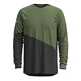 Smartwool Herren Merino Wool Mountainbike Langarm Jersey (Regular Fit), Anthrazit-Farngrün, X-Large