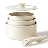 Redchef Töpfe Set mit Abnehmbaren Griffen, Antihaft Keramik Topfset 16/18/20cm und 3-IN-1 Verschlussdeckel, Kochtöpfe Induktions für Alle Herdarten, Ofenfest