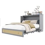 Bladez Mobiles Schrankbett 140x200 cm mit Schubladen & Regal - Plattformbett mit USB & Steckdose, Stauraum, Grey, Ohne Matratze (Gray + MDF, 140x200cm)