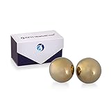 Meditation Qi-Gong-Kugel Paar mit Klangwerk | Klangkugeln | Yin Yan | Design GOLD METALL (Ø: 50mm)