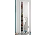möbelando Spiegelschuhschrank Goswin mit Ganzkörperspiegel weiß, 6 Schuhfächer für ca. 12-18 Paar Schuhe - 50 x 181 x 20 cm (B/H/T), re/li Türmontage möglich, Schuhschrank, Schuhregal Schuhständer