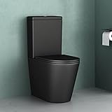 Mai & Mai Stand-WC 108T aus Keramik spülrandloses-WC matt schwarz 36x63x82cm bodenstehende-Toilette inkl. Spülkasten