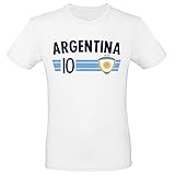 Shirt-Panda Fußball WM T-Shirt · Fan Artikel · Nummer 10 · Passend zur Weltmeisterschaft · Nationalmannschaft Länder Trikot Jersey für 2022 · Herren Damen Kinder · Argentinien Argentina L