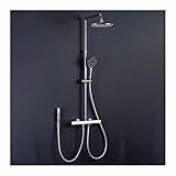 YHEIANJ Regendusche Mit 10-Zoll-Duschkopf, Duschhahn-Set, Wandmontiertes Dusch-Kombi-Set, Messing-Regenmischdusche Mit Wannenauslauf, 3 Modi, Handbrause, Bidet-Sprüher,White