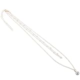 TEHAUX Mehrlagige Perlenkette Damen Doppellagig Goldfarben mit Perlenanhänger Modisch Elegant für Besondere Anlässe