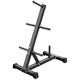 GORILLA SPORTS® Hantelscheibenständer - 6 Scheibenaufnahmen, für Ø 30 mm Gewichtsscheiben, bis 200 kg Belastbar, aus Stahl, Schwarz/Weiß - Scheibenständer, Hantelständer, Hantelablage, Hantelbaum, Gym