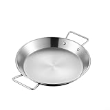 Edelstahl-Kochgeschirr mit doppeltem Griff, große Paella-Pfanne mit flachem Boden, für Suppen-, Eintopf- und Reisgerichte, ofenfester Topf mit ergonomischem Griff (30 cm)