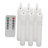 Homoyoyo 6 Stück Flammenlose Batteriebetriebene Spitzkerzen mit Fernbedienung Warmweißes LED Licht Realistisches Design Sicher und Vielseitig für Weihnachtsdeko Hochzeiten und Innenräume