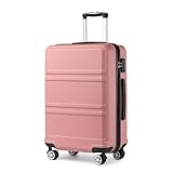 Kono Koffer Groß Leicht Hartschalenkoffer Trolley Reisekoffer mit 4 Rollen und TSA Schloss, 74x48x30cm, 94Liter, Zwillingsrollen Rollkoffer, ABS Hartschale (Rosegold, XL)