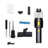 WOHPNLE Tragbarer Autostaubsauger, kabelloser Handstaubsauger mit Filter und Langer Mundspitze, wiederaufladbarer Staubsauger für Heimbüro-Auto-Tierhaare (Black English Packaging)