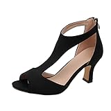 Damen Absatzschuhe Pumps Elegant Peep Toe Sandalen Spangenpump mit Absatz High Heels Sommerschuhe Sandaletten Sommer Blockabsatz Schuhe Orthopädische Stöckelschuhe H-Förmige Hohle Bequem Gr.36-43