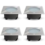 SSC-LUXon 4x VIROK Bodeneinbauleuchte flach IP67 eckig GX53 Fassung - Bodenlampe befahrbar durchschleifbar (ohne Leuchtmittel)