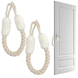 TESSTSY 2 Stück Türkordel Klemmschutz, Türstopper Klinke Baumwolle, Klemmschutz für Türen, Multifunktion Türschnüre Klemmschutz, Türkordeln Türstopper, für Haustier und Kinder (Weiß)
