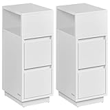 VASAGLE Nachttisch 2er Set, schmal, Beistelltisch mit 2 Schubladen, offenes Fach nach Links oder rechts flexibel montierbar, für Schlafzimmer, Wohnzimmer, wolkenweiß LET856W01
