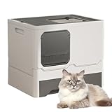 Yianyal Katzentoilette mit Deckel, geschlossene Katzentoiletten, große Katzentoilette mit Schublade und Schaufel – Katzentoilette Kitty mit Deckel, Spritzschutz für Katzen