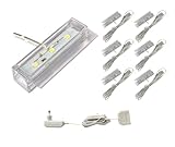 ACCE LED Glasbodenbeleuchtung, Glaskantenbeleuchtung, Vitrinebeleuchtung, Regalbeleuchtung, 2D oder 3D im Set, Leuchtfarbe warmweiß, inklusive Netzteil (3D, 6er set)