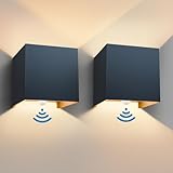 vatato 2 Stück LED Wandleuchte mit Bewegungsmelder,12W Außenwandleuchte mit Bewegungsmelder Einstellbarer Lichtstrahl,3000K IP65 außenlampe,Innen/Aussen Wandlampe für Schlafzimmer Garten,Anthrazit