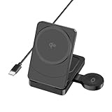 SCHITEC 3-in-1 Induktive Ladestation mit Qi2, Faltbares Reiseladegerät 15W, Kabellose ladestation kompatibel mit Mag Safe für iPhone 16/15/14, für Apple Watch 10/9/8/7/Ultra/SE, für AirPods 4/3/2