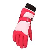 hanzhoumao Winterhandschuhe Outdoor Kinder Jungen Jugend Mädchen Schnee Skating Snowboarding Warme Winddichte Langlebige Skihandschuhe Feldspieler Handschuh Kinder (Red, 11-16 Year)