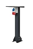 KREAINVENT Standfuß aus Aluminium mit außensteckdose. Hochwertiger Steckdosensäule. Steckdose für aussen mit standfuß (CEE 11kW/Schuko 3,7kW)