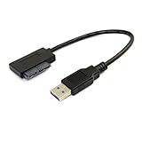 Cablecc Adapterkabel, USB 3.0 auf 13-poligen Stecker, Slimline SATA, für optisches Laufwerk/ CD-/ DVD ROM-Laufwerk, Schwarz