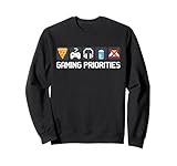 Lustige Spielerprioritäten Pixel Art Videospiel Humor Herren Jungen Sweatshirt