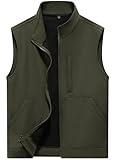 VtuAOL Herren Leichte Puffer Weste Outdoor Steppweste Ärmellose Jacke für Reisen Wandern Casual, Grün (Army Green), L