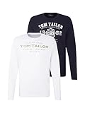 TOM TAILOR Herren 1034857 Langarmshirt Im Doppelpack, 10690 - Knitted Navy, 3XL EU