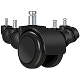 EDEDE Schwerlastrollen, Möbelrollen klein Set mit 5 Ersatzrollen for Stuhlrollen, weich, stumm, Schreibtischrollen for Arbeitsstuhl, robuste, sicher rollende Bürostuhlrollen Haltbarkeit(Noir,3pcs)