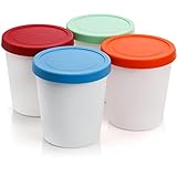 Peohud 4 Stück Eiscreme Behälter mit Silikondeckel, 1 Liter Eisbehälter für Speiseeis BPA-frei Gefrierbehälter mit Silikondeckel für Hausgemachtes Eis, Gefrierschrank und Spülmaschine