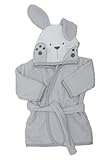 Ti TIN | Kinderbademantel mit Kapuze | Babybademantel von 6 bis 9 Monate, 100% Baumwolle in grau, weich und saugfähig, im grauen Hasenohr-Design