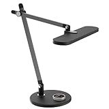 LGDEERCO Schwarze Schreibtischlampe, Studenten-Studien-Leselampe, Ping mit Zeitanzeige, einstellbare Helligkeit, Studienlampe, Bürolampe