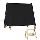 A-Rahmen-Schaukelabdeckung Schwerlast 600D Oxford Wasserdicht, Winddicht, UV-Beständiges Spitzdach Hollywoodschaukel Abdeckung mit Fluoreszierender Griff ,Schwarz (200*140*180CM)