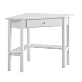 FineBuy Eckschreibtisch 76x76x76,5 cm Weiß Schreibtisch mit Schublade, Homeoffice Computertisch Platzsparend mit Stauraum, Büro Ecktisch Laptoptisch Arbeitszimmer
