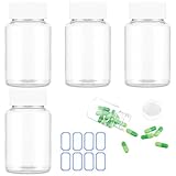 WLLHYF 4 Stück durchsichtige Tablettenfläschchen, leere Kunststoff-Pillenflaschen, Medizinflaschen, leere Reagenzflaschen, Chemikalienbehälter mit Verschlüssen für flüssiges, festes Pulver (80ml)