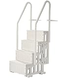 VEVOR Poolleiter, Kunststoff-Pooltreppe mit 2 Handläufen, 4 rutschfesten Stufen, 180 kg Tragkraft, Schwimmbadtreppe für 122-137 cm große Einbaupools, Terrasse, Haus, Innen, Außen, Weiß