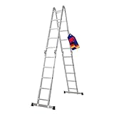 PROREGAL Sprossen-Mehrzweckleiter MULTISTEP, 4-teilig Aluminium, 4x5 Sprossen, bis zu 5,7m Höhe, Traglast 150kg, Arbeitsgerüst Stehleiter Anlegeleiter