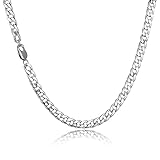 HSWYFCJY Herren Silber Panzerkette Kette Halskette, Männer Kubanische Edelstahl Kette,Cuban Chain Halskette für Männer, Breite 9MM, 22 Zoll