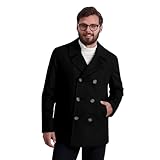 Nautica Herren Klassischer zweireihiger Pfau Caban-Jacke, Schwarz, XXL