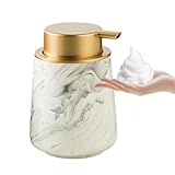 XUDREZ Seifenspender küche Schaumseifenspender, Keramik 380ml Nachfüllbarer Spülmittelspender, Soap Dispenser Seifenschaumspender Pumpflasche für Shampoo, Handseife，Duschgel (D-Gray)
