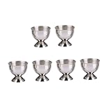 CIYODO 6 Stück Edelstahl -Eierschale Eierhalter Tragbar Trinken Neuheit Eierbecher Mikrowelle Tassenhalter Bindestrich Tablett Becher Für Weichgekochte Eier Eierablage Bierkrug Silver