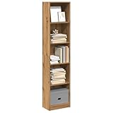 Iiaky Bücherregal Book Shelf Regal Wohnzimmer Buchregal BüCherregal Deko Artisan-Eiche 40x24x176 cm Holzwerkstoff