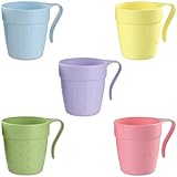 Engelland - 5er Pack Trinkbecher mit Henkel, Kunststoffbecher, Kinderbecher, Kaffeebecher, bunte Mischung, BPA-frei, 0,33 Liter