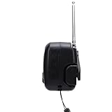 WALFRONT Kleines Kurbelradio, 10000 mAh Notstrombank Solar Notfallradio, 1W LED Taschenlampe & Ladegerät USB Tragbares AM FM NOAA WB Radio Weltempfänger (Black)