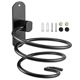 UptVin Föhn Halterung, Fönhalter Wandmontage Spiral-Design mit Kabelhalter Aluminium Föhnhalter Badezimmer Zubehör, Schwarz