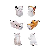 6 Stück Katze Stäbchen Halter, Stäbchen Rest Gabel Halter, Gabel Messer Halter Handwerk Ornamente, Gelten Für Hauptdekoration Geschenk Set(Gelb und Grau)